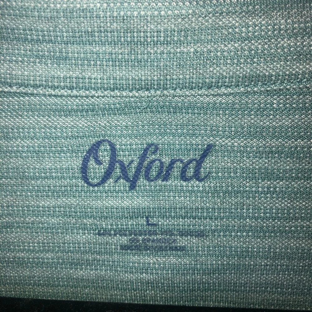 Oxford‎ Blue Polo Stripe Short Sleeve Golf Moisture Wicking Large